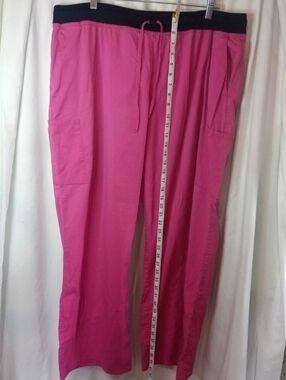 2X Plus Scrubstar Bright Pink Medical Scrub Pants Bottoms Black Waistband Doctor